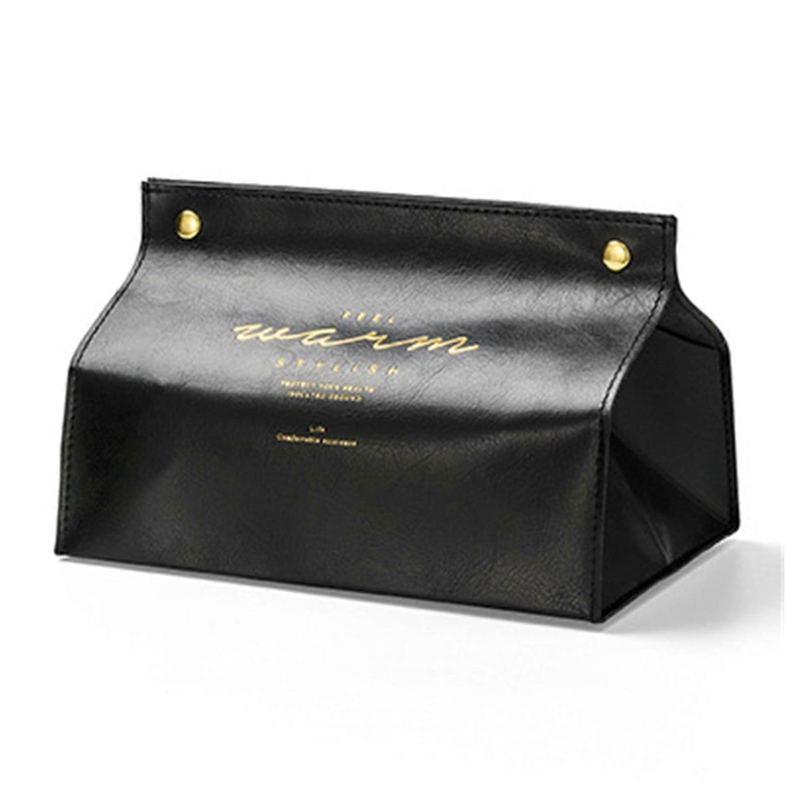 YiFudd 1PC Leather Facial Tissue Box Cover Rectangular Napkin Snap Closure