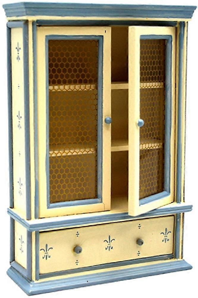 Dolls House 面霜 &蓝色橱柜手绘微型厨房家具 1：12