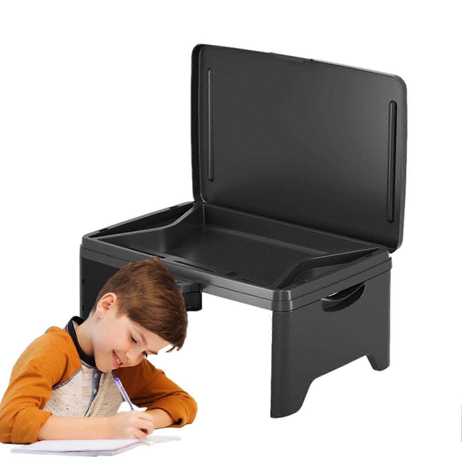 Laptop Desk for Bed and Car – Collapsible Lap Tray Table with Snack Storage for Travel, Dorm, Couch Use, Black