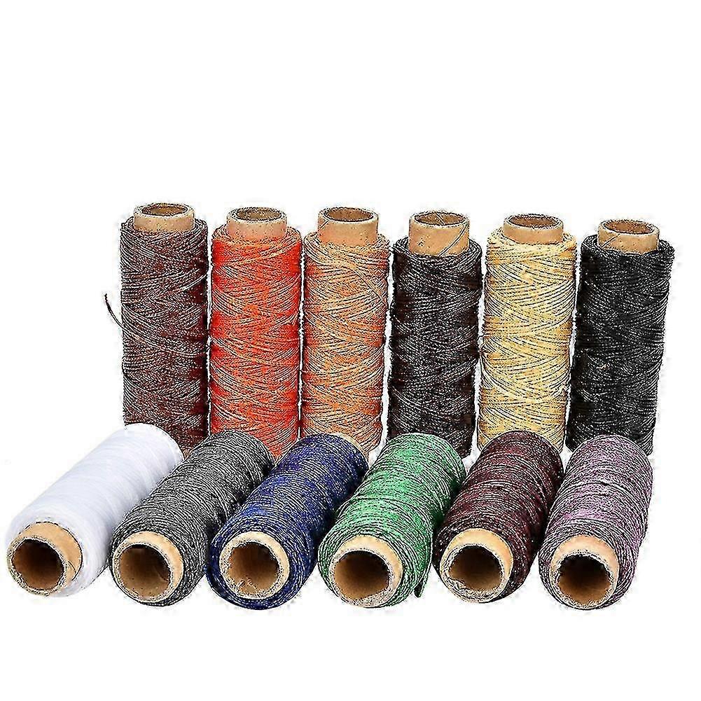 f 12 Colors Leather Crafts Sewing Thread Waxed Hand Stitching Thread