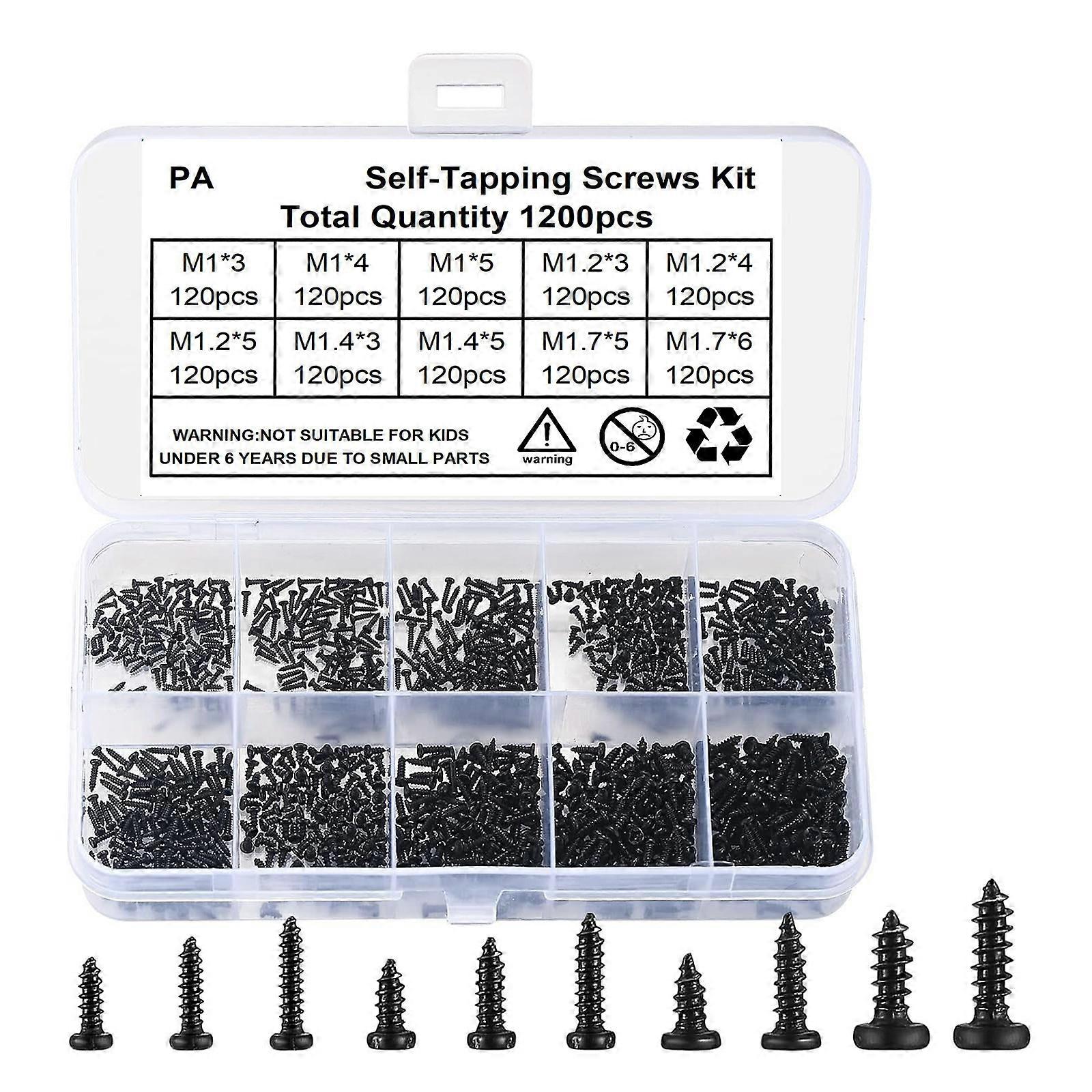 Repair Screw Assortment 1000pcs Self Tapping Screws Easy to Use Screw Assortment Suitable for Glasses & Electronics Multicolor