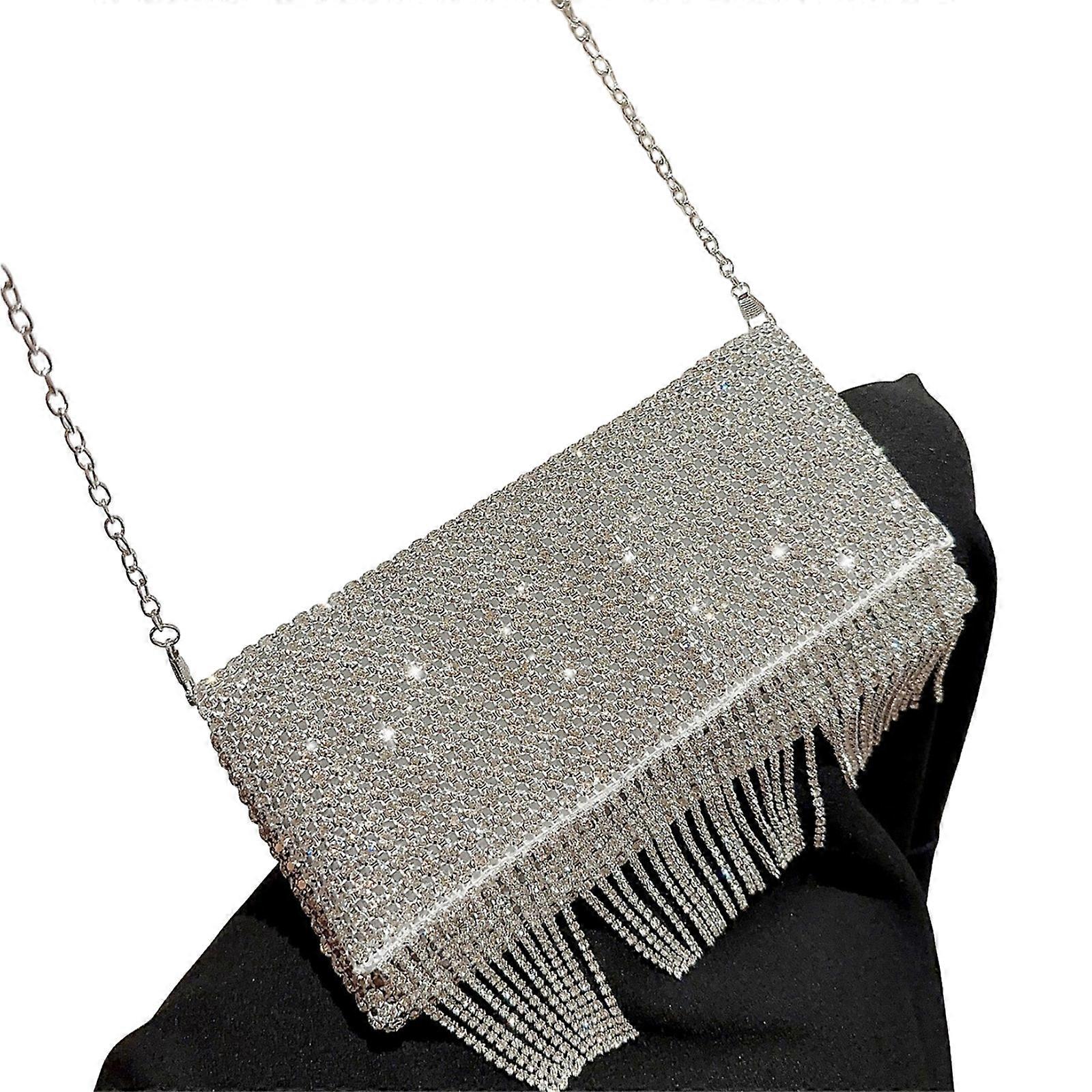 حقيبة مسائية أنيقة للنساء حقائب كتف عصرية وملفتة للنظر حقيبة يد مخلب بريق فضي