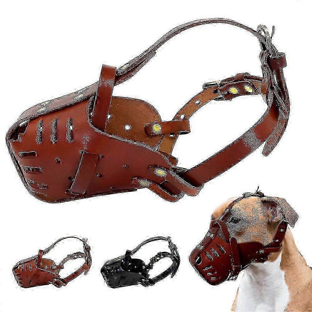 Leather Pitbull Dog Muzzle Doberman German Shepherd Secure Basket
