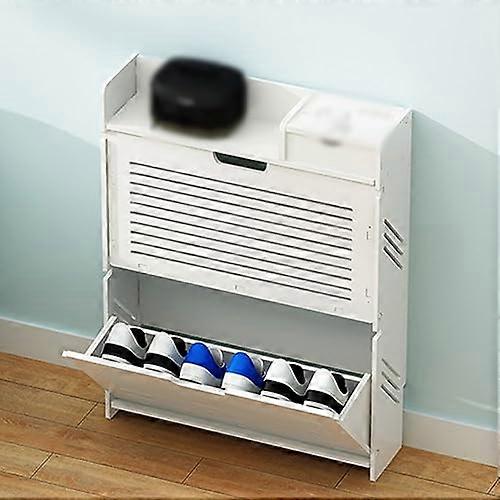 Slim Shoe Storage Cabinet with 3 Flip Drawers, SpaceSaving Design for Entryway or Closet (Double Door)