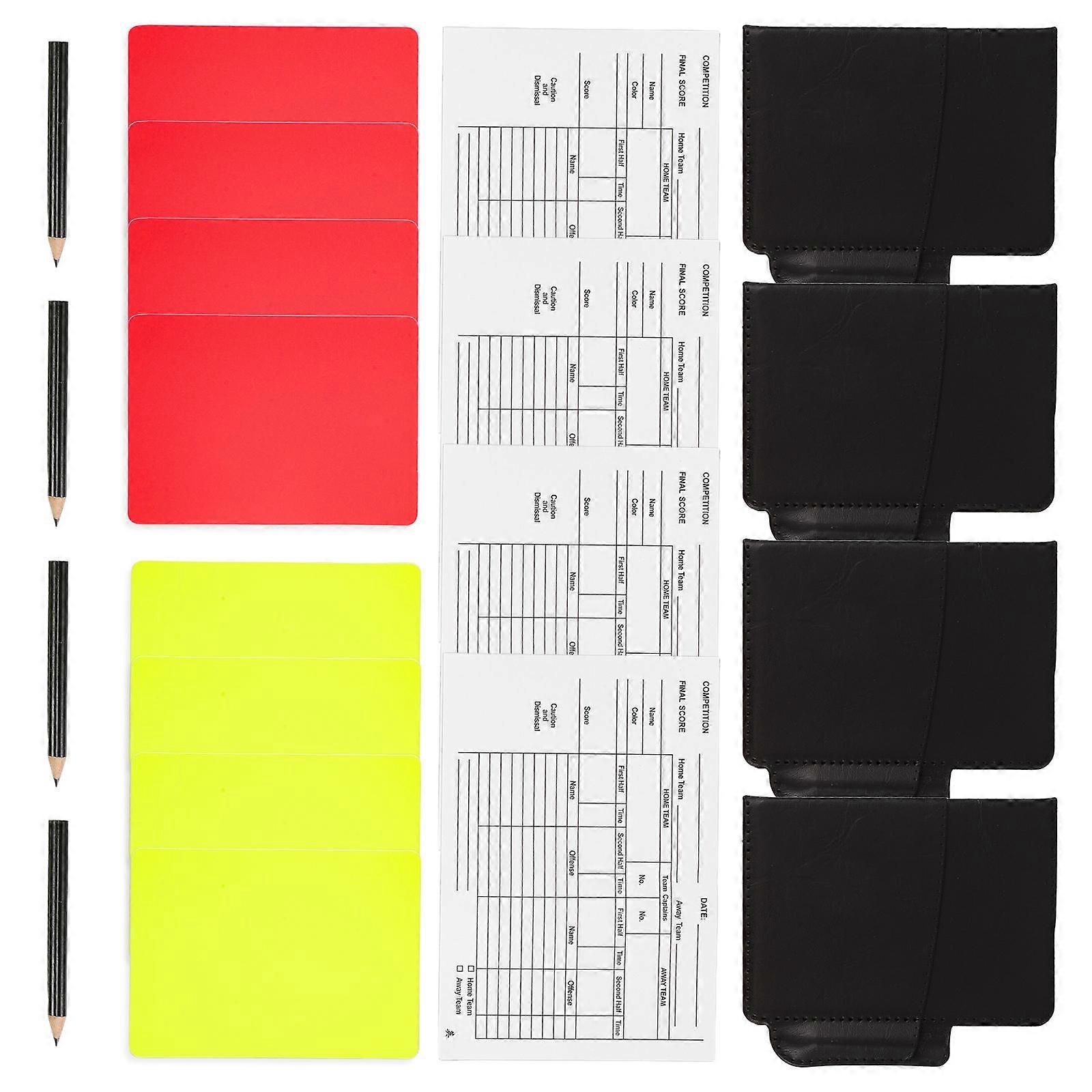 Red and Yellow Cards Soccer Referee Set with Card Holder and Score Book 4Sets
