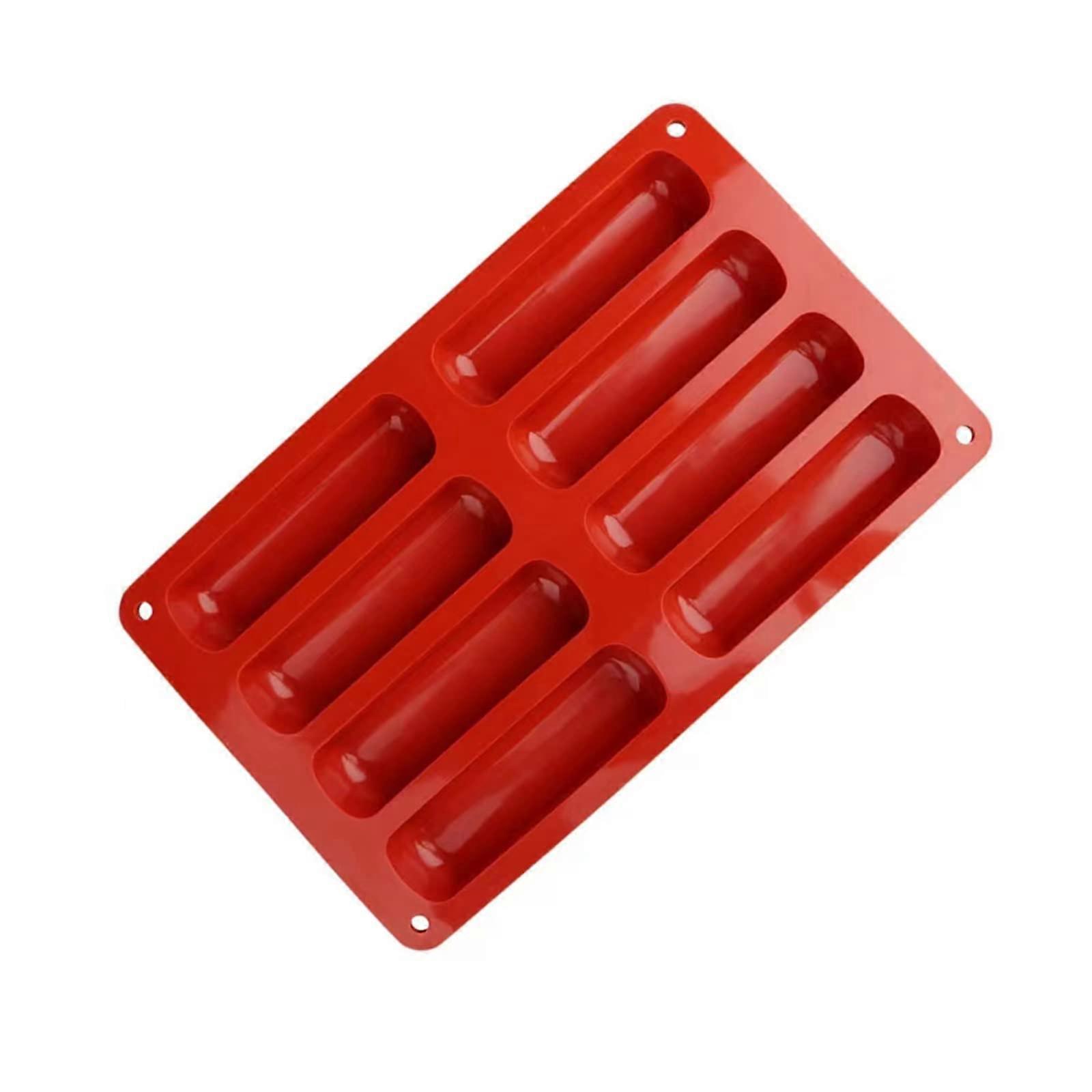 Silicone Eclair Cake Pop Mold with 8 Cavities for Baking Chocolate Bars and Candy Sticks