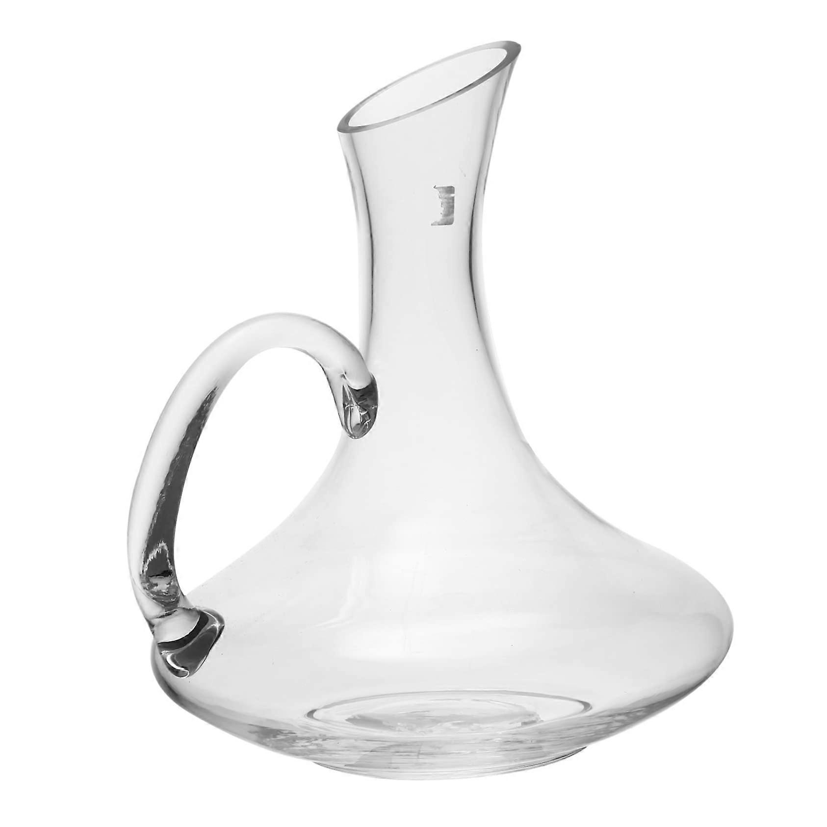 Wine Decanter with Handle Hand Blown Glass Pitcher for Serving and Storage Elegant Transparent Design