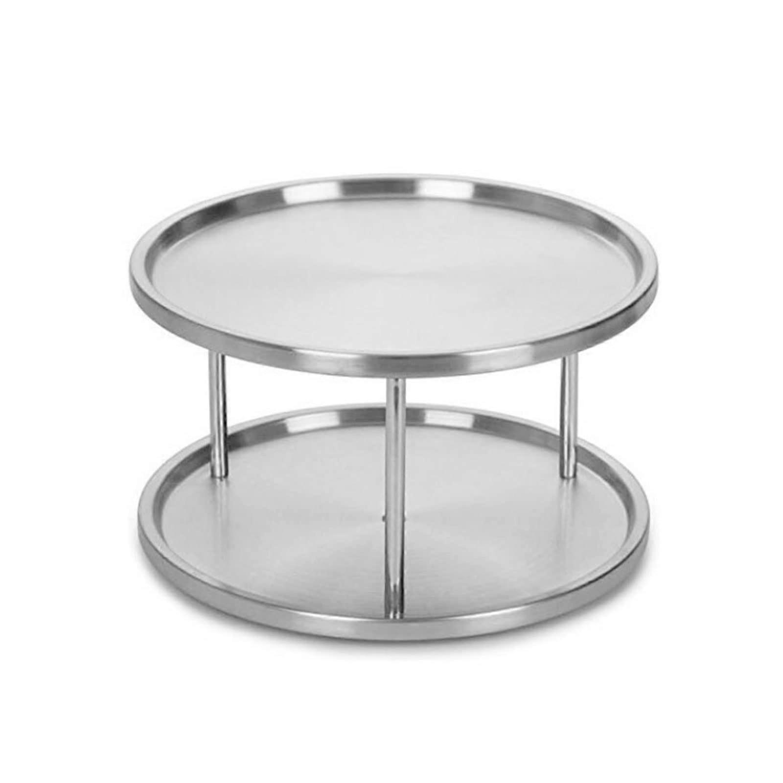 Spice Rack 360 Degree Rotating Shelf Organizer Double Layer Kitchen Storage with AntiSlip Base