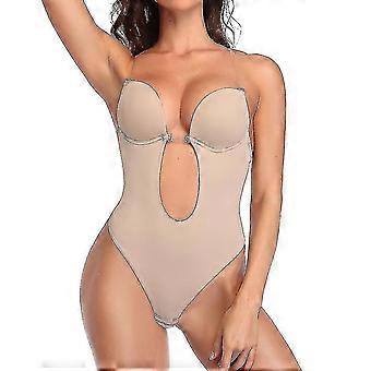 Mulheres sem fundo shapewear mergulhar v-neck bodysuit invisible body shaper para vestido lombar