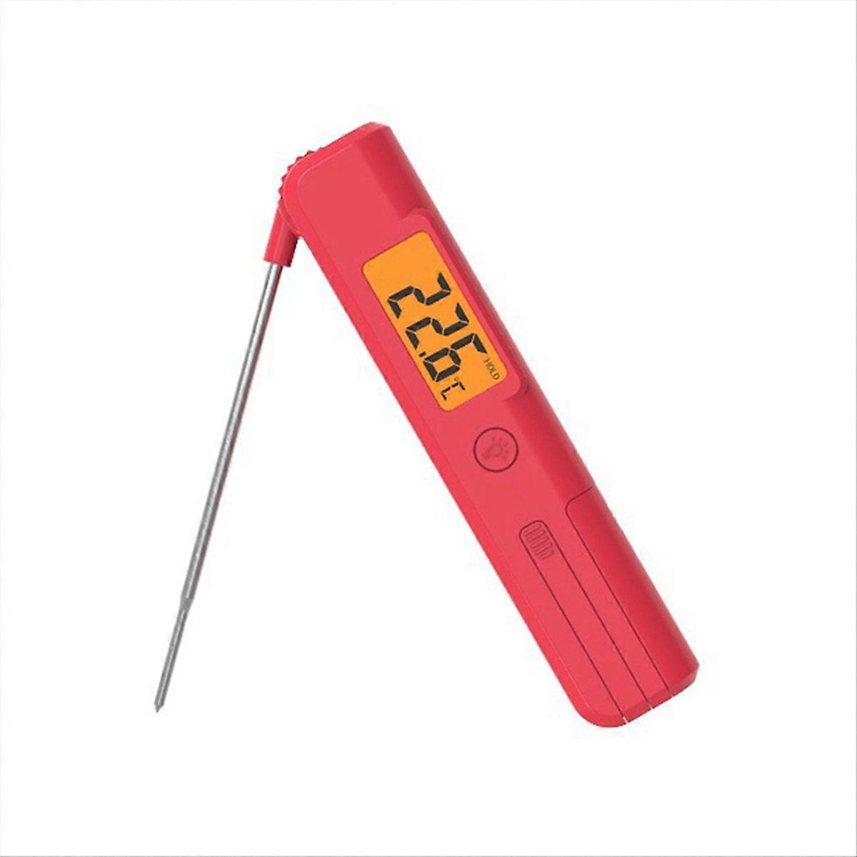 Foldable Digital Display Meat Thermometer with Probe Red