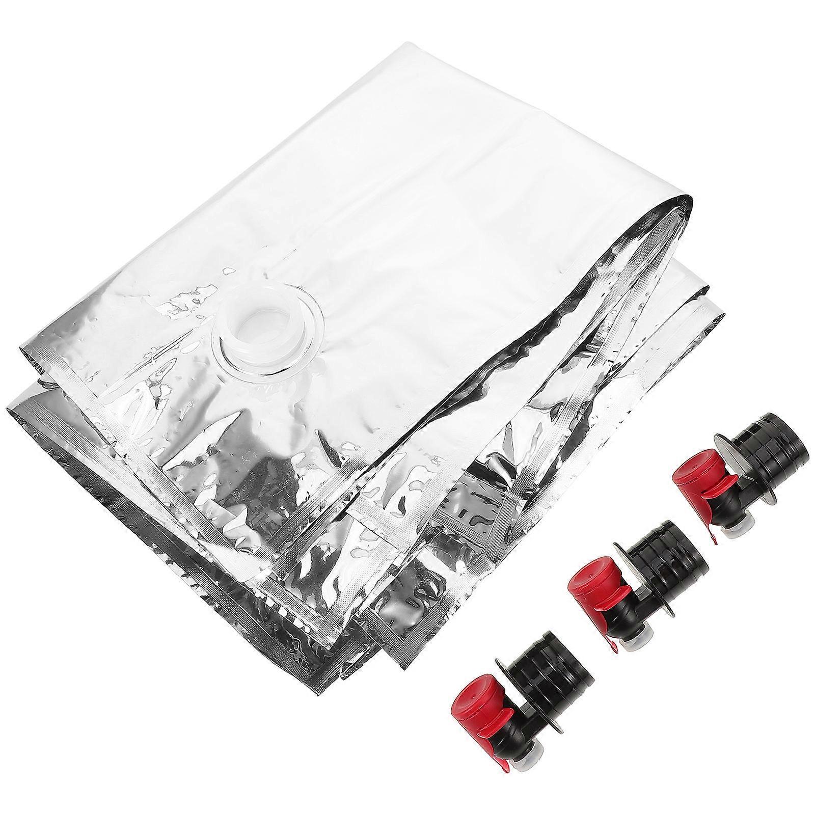 Beverage Storage Bag Reusable Wine Replace Pouch Rectangular Shape Butterfly Valve Design For Outdoor Activities 3Pcs