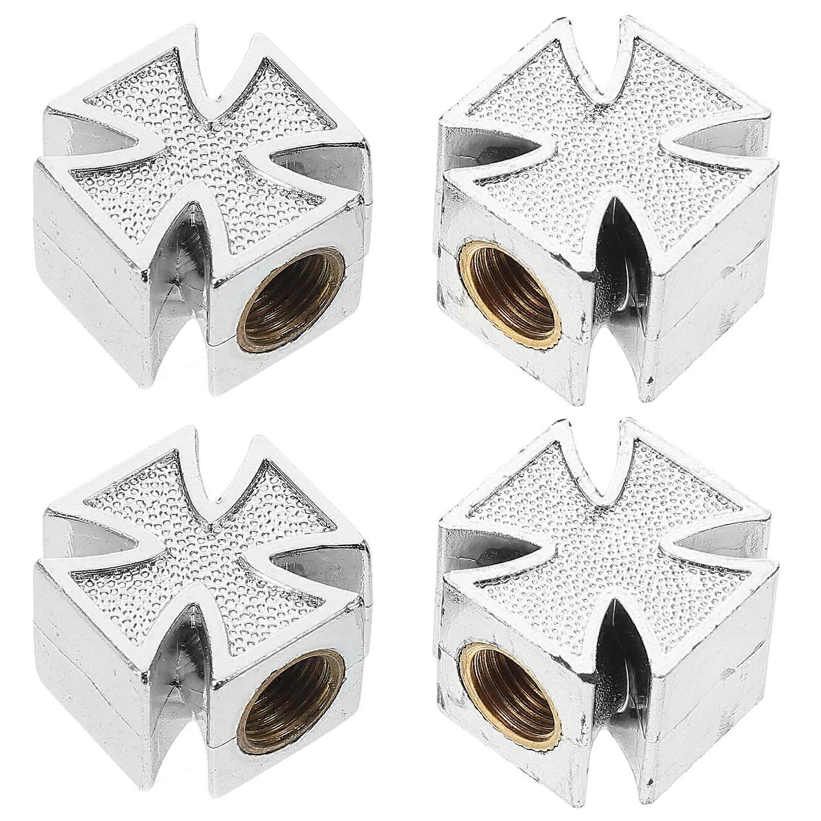 Universal Tire Valve Stem Caps Cross Shaped Plastic Car Accessories 4Pcs Pack