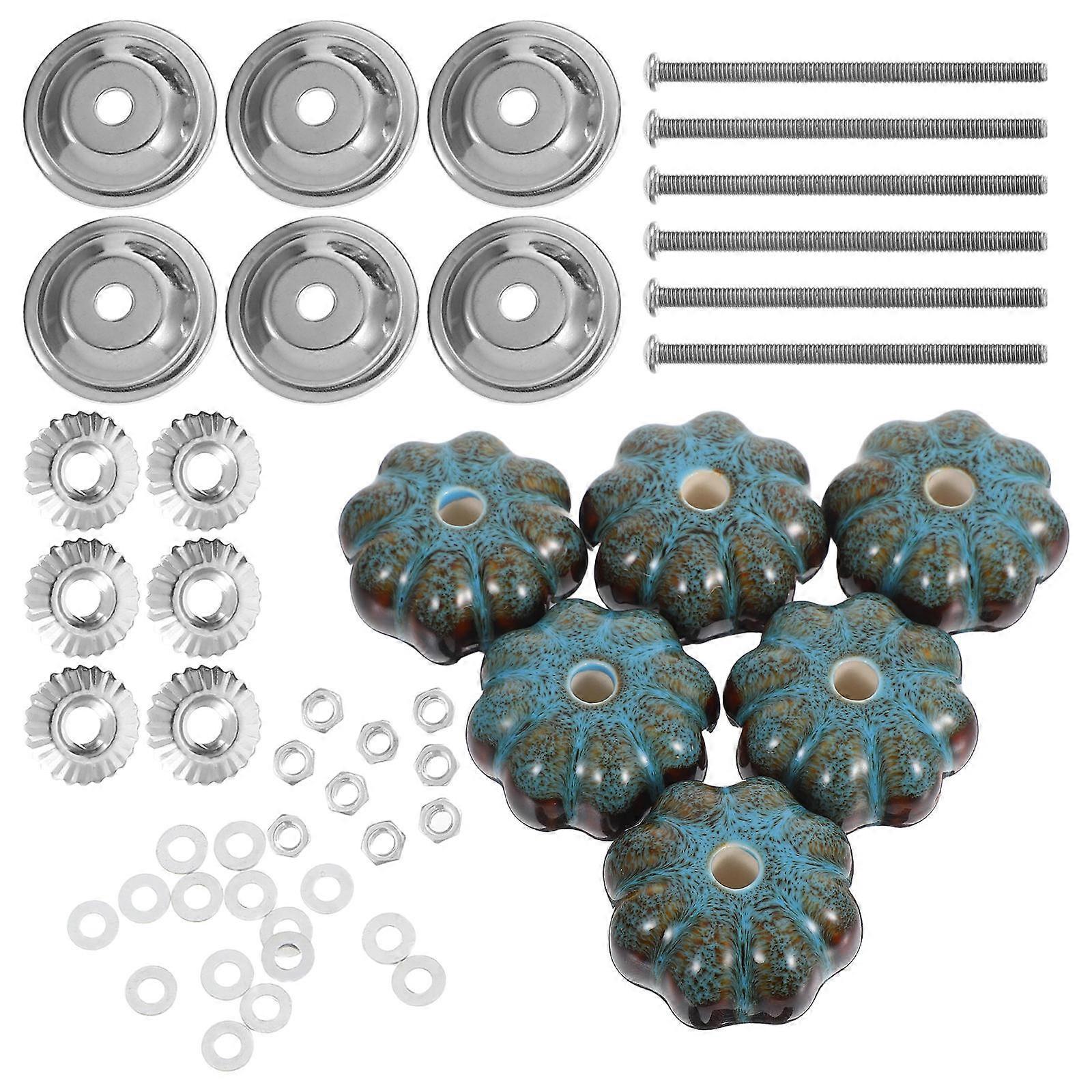 6Pcs Ceramic Pumpkin Knobs Decorative Handles for Drawers and Cabinets
