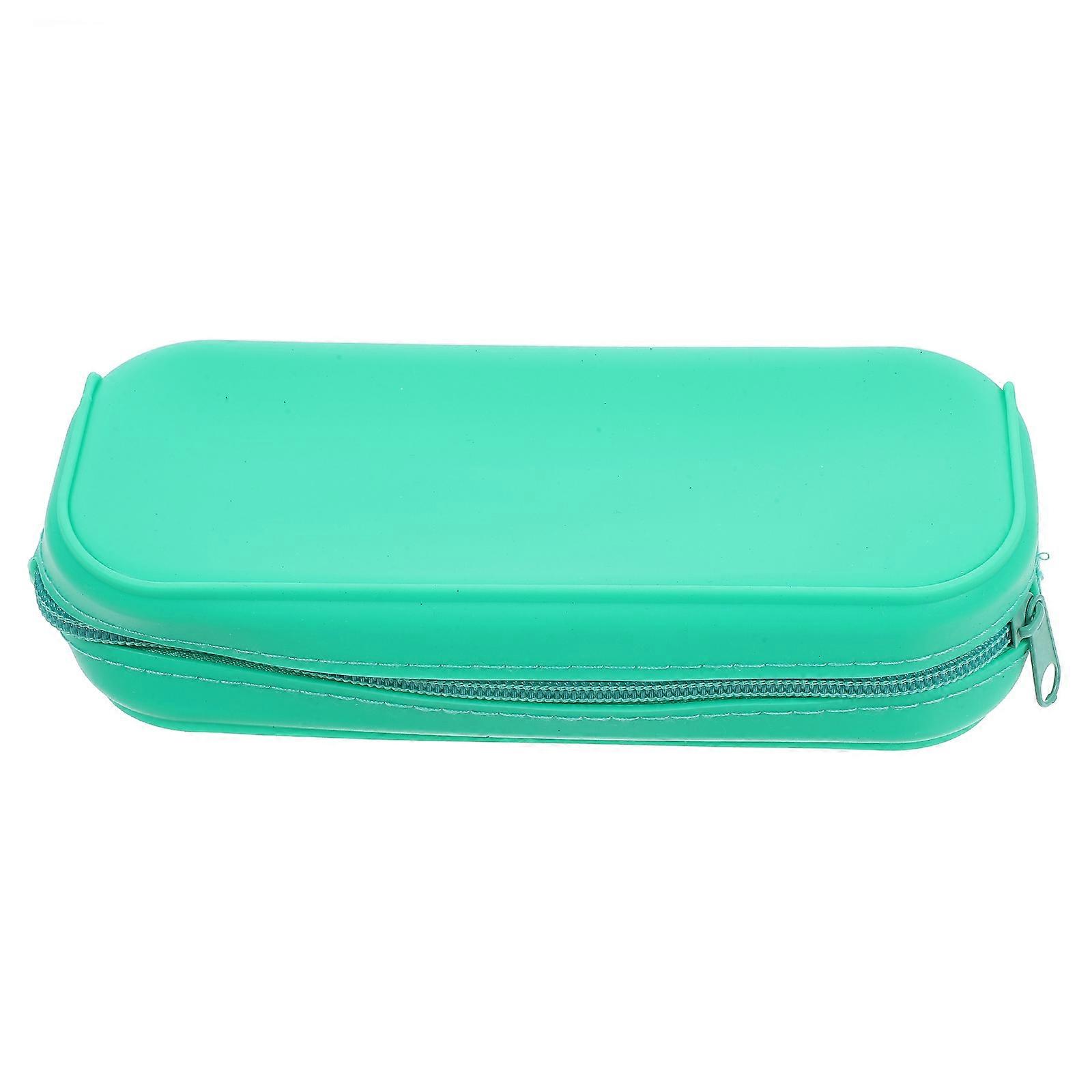 Silicone Pencil Case with Smooth Zipper for Storage Use Light Green