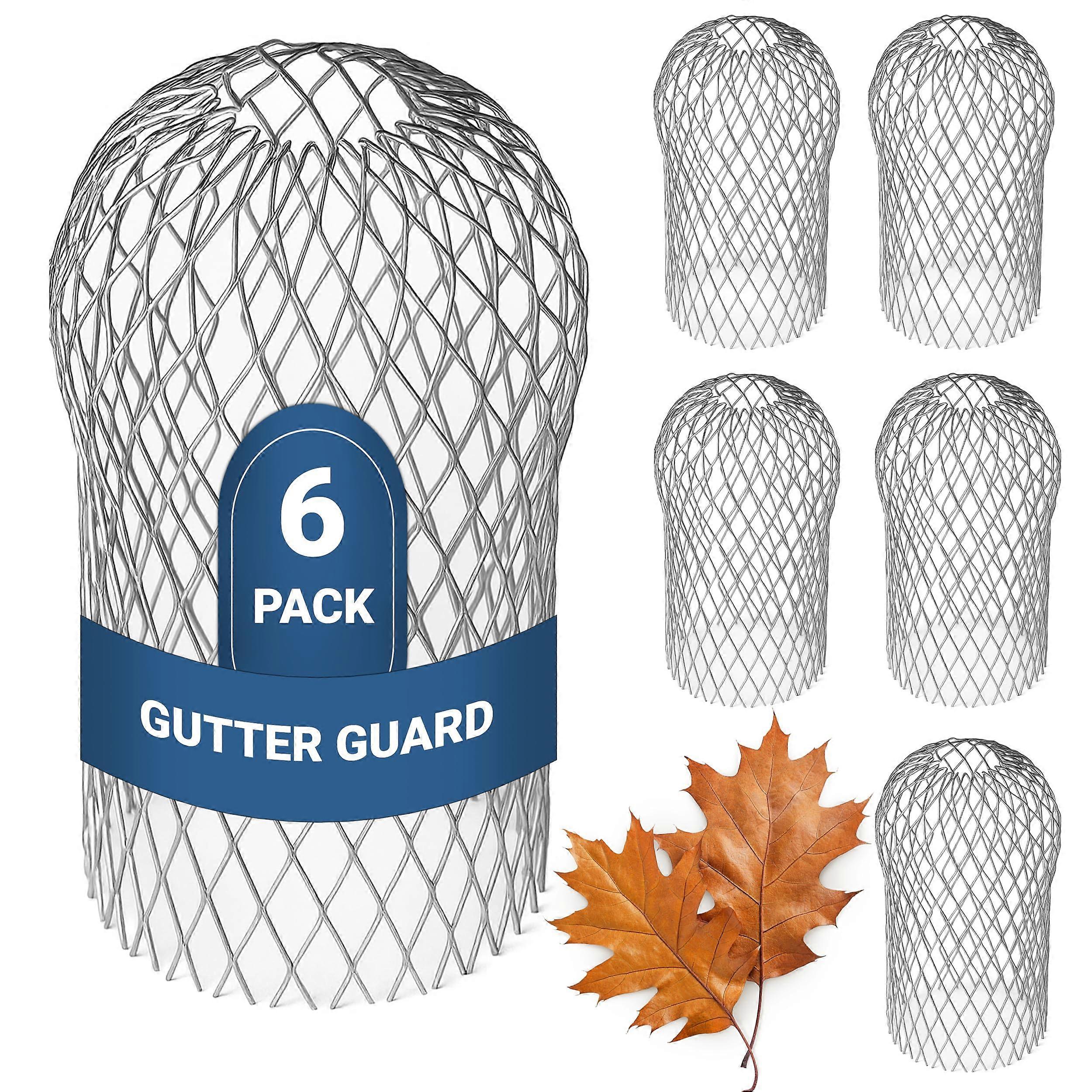 Gutter Guard 6 Pack Leaf Filter for Downspouts, HeavyDuty Aluminum Mesh, Reduce Gutter Clogs