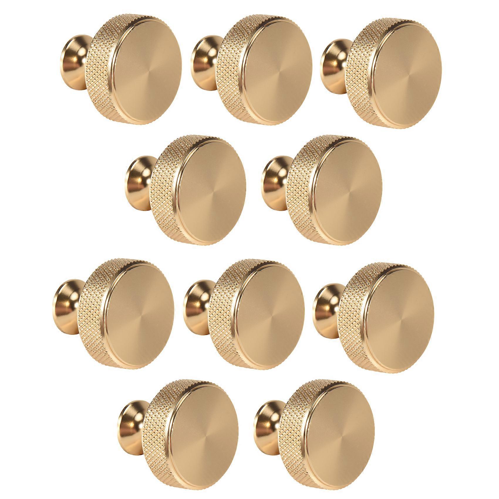 10 Pack 1.2 Inch Brushed Gold Cabinet Knobs Knurled Kitchen Cabinet Knobs Gold Drawer Knobs Round Dresser Knobs