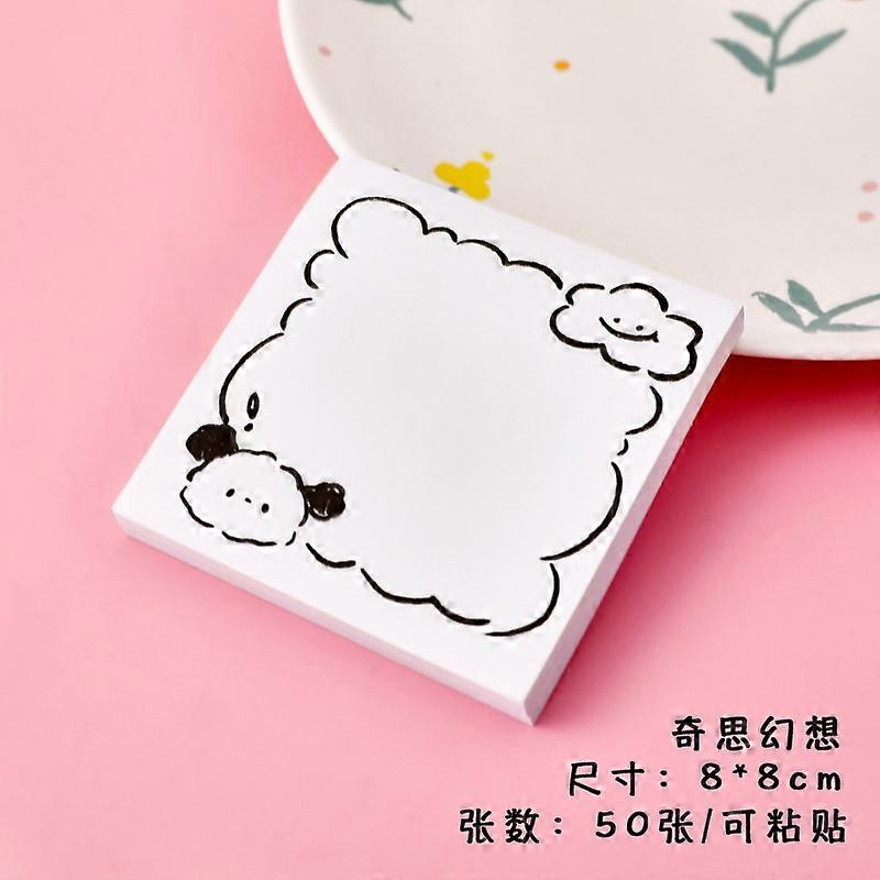 Creative Simple White Sticky Notes Student Stationery Cartoon Notebook with N times Sticky Tabs Paper Note Paper