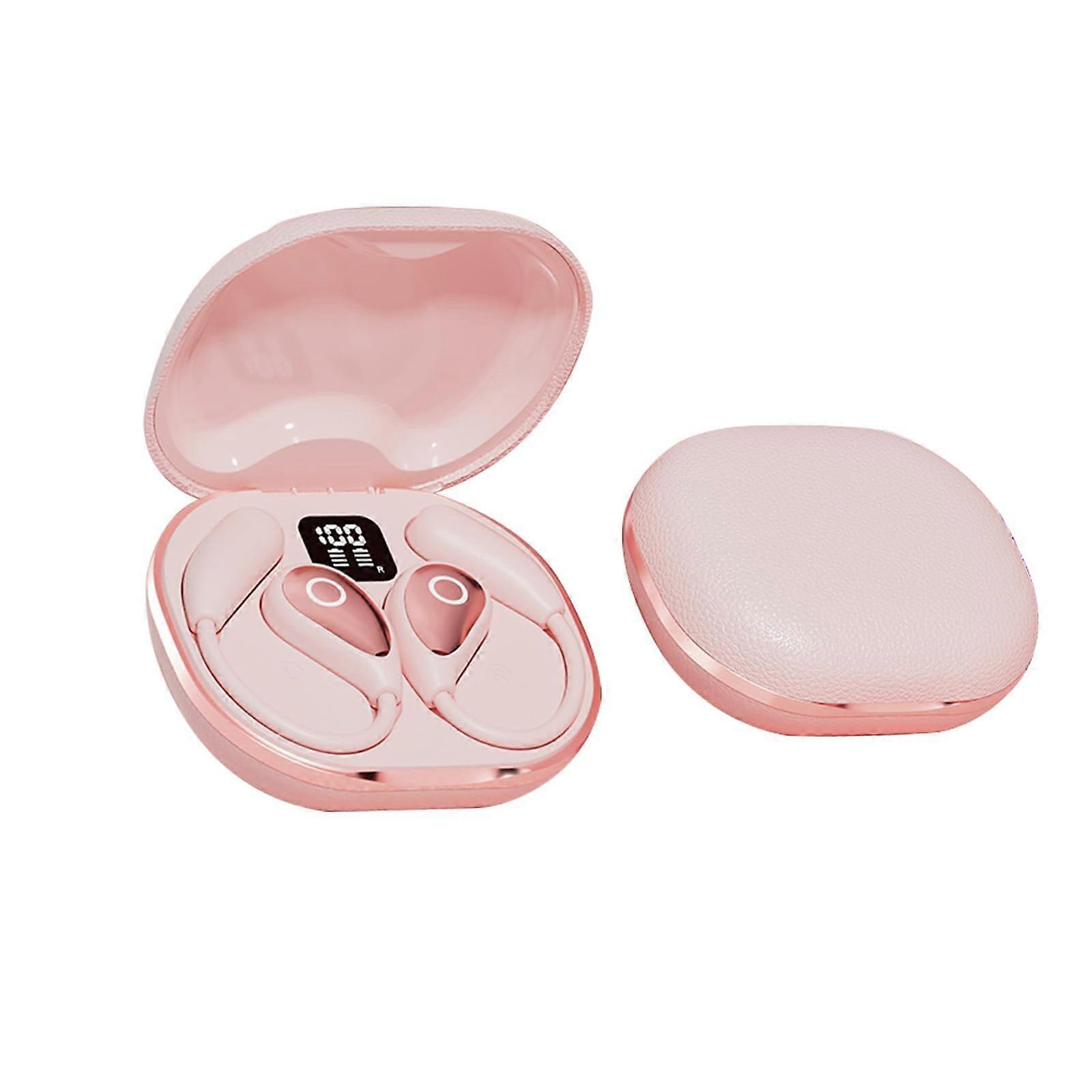 Open Ear Earbuds Bluetooth 5.4, TypeC Charging, 30 Hours Playback, IPX5 Waterproof, Pink