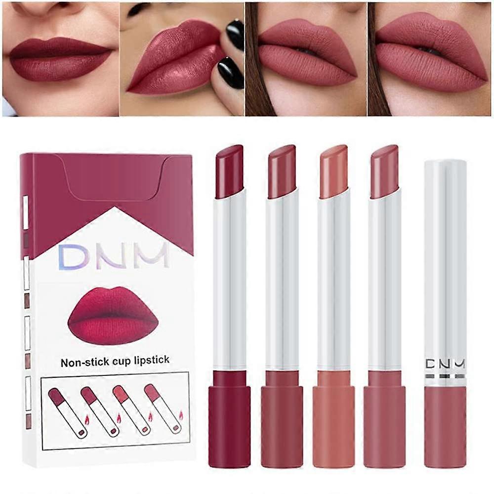 Velvet Matte Lipstick Set Waterproof Long Lasting Non‑Stick Cup Glitter Color Changing Lip Gloss #01