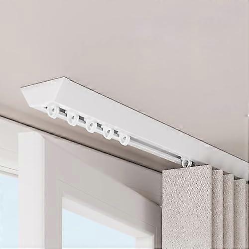 UltraThin Aluminium Ceiling Curtain Track System 13ft Room Divider Rail with Quiet Rollers White
