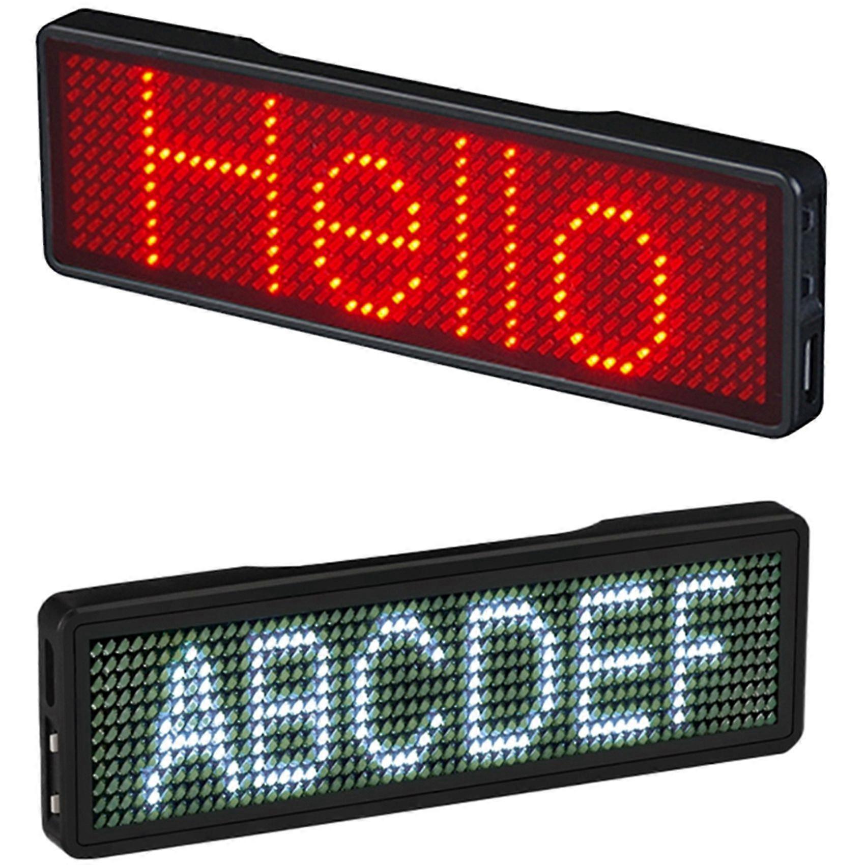 2PCS Bluetooth Name Badge Rechargeable Light Sign DIY Programmable Scrolling Message Board Display LED,Type 2 & Type 9