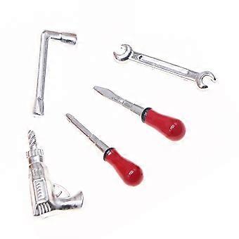 Kit de herramientas para casa de muñecas, minitaladro eléctrico, destornillador, juego de llaves, juego de rol, 5 piezas
