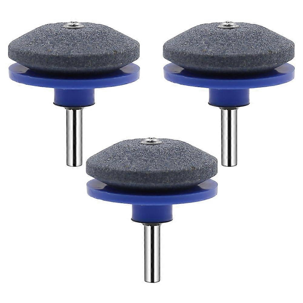 Lawn Mower Blade Sharpener Kit with Durable Double Layer Corundum, Universal Drill Attachment (3 Blue)