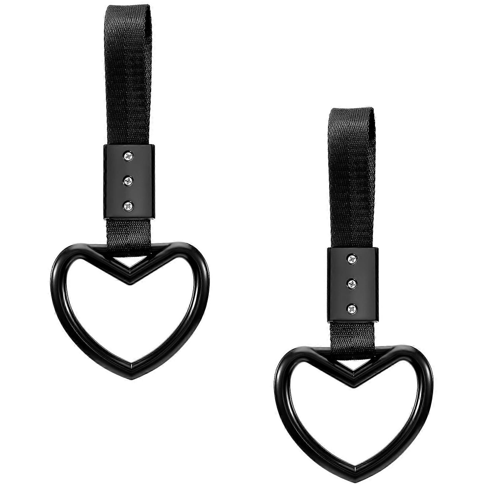 2PCS Heart Shaped Car Handle Straps Drift Charm Rear Bumper Warning Ring Durable Nylon