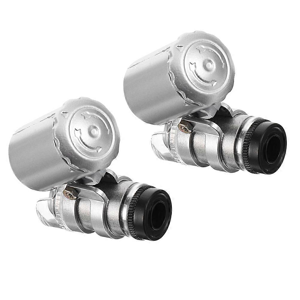 Portable Jewelry Loupe Mini 60X Microscope for Detecting 2Pcs with LED Light