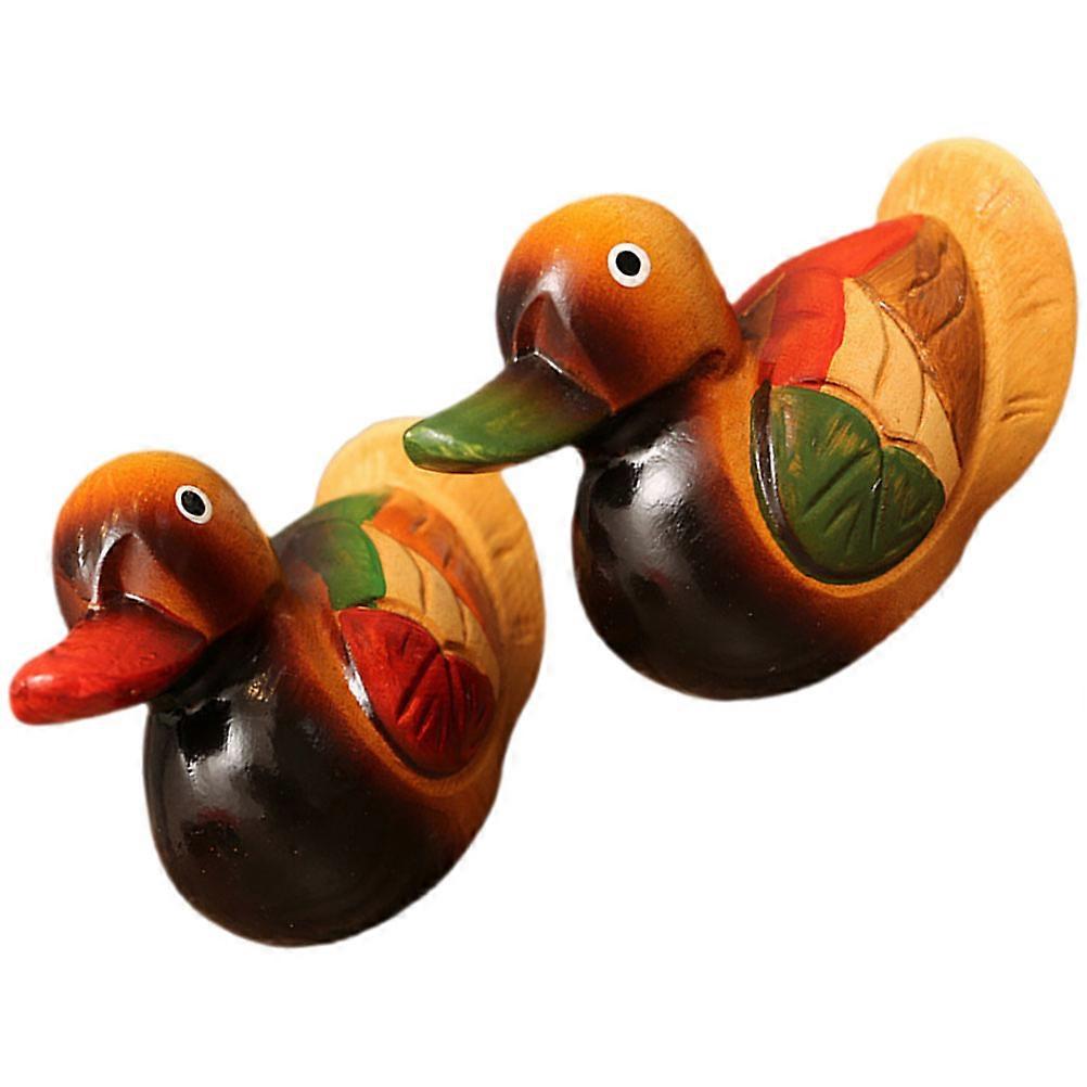 Ducks Statue Wedding Gift Wooden Ducks Decor 1Pair