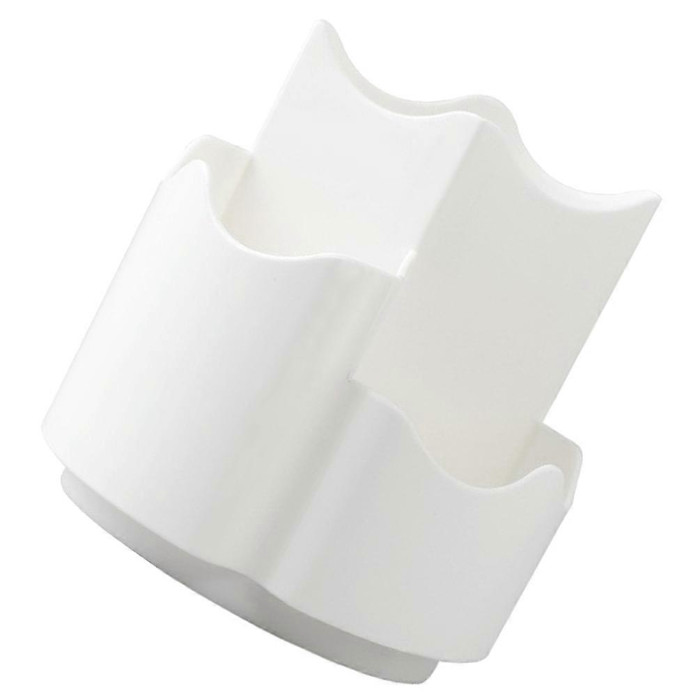 Durable PP Makeup Brush Holder with 3 Compartments for Better Storage Organization White