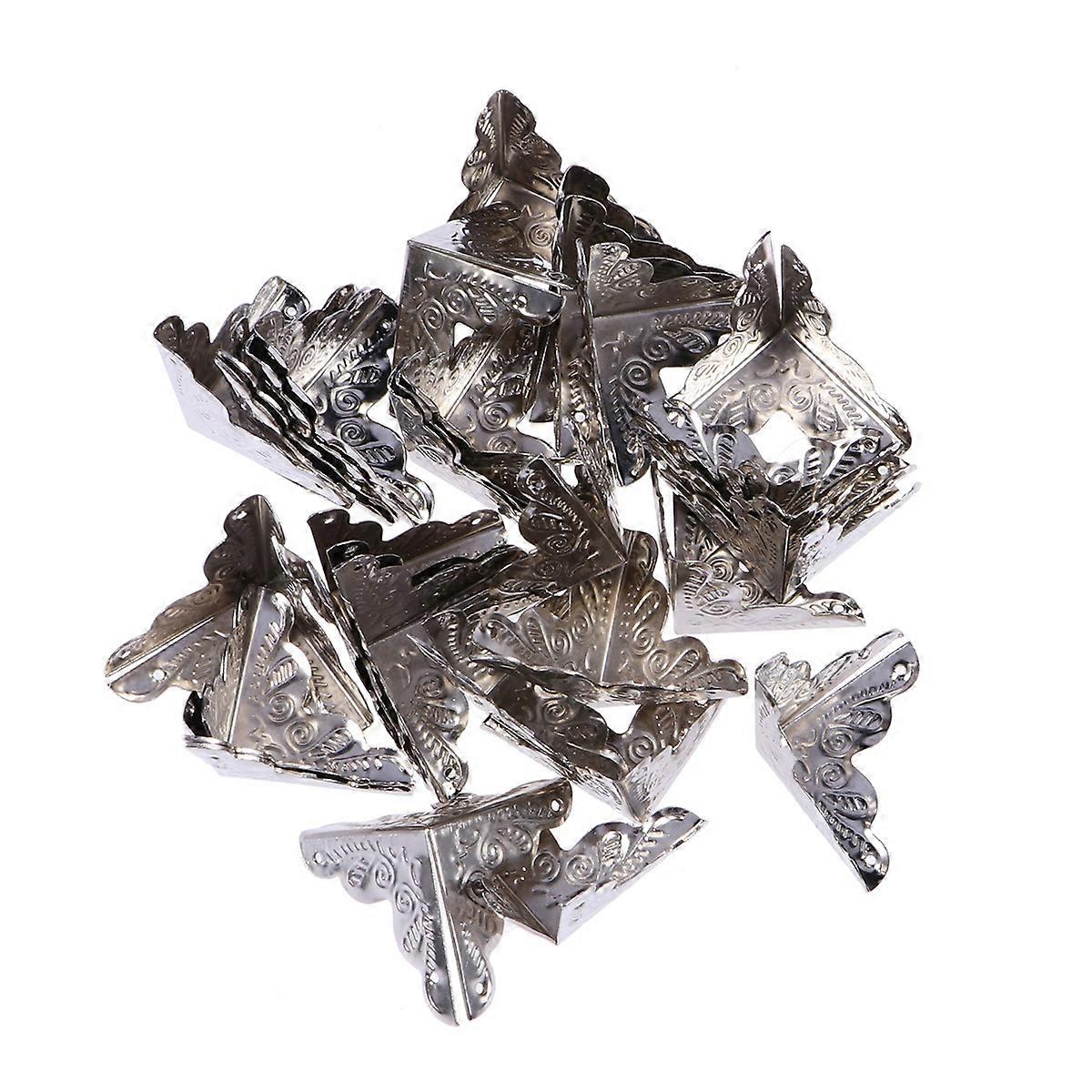 Five Hardware Box Corner Protector for Wooden Box Protector with 30Pcs Silver