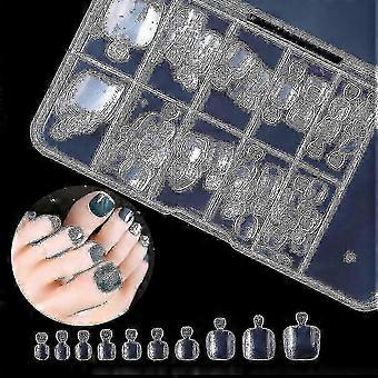 2025 Unhas Falsas Acrílicas Cobertura Completa, 100pcs Unha Artificial Francesa 10 Tamanhos Com Caixa, Pontas de Unhas Falsas Para Salões de Unhas e DIY Nail Art Foot De