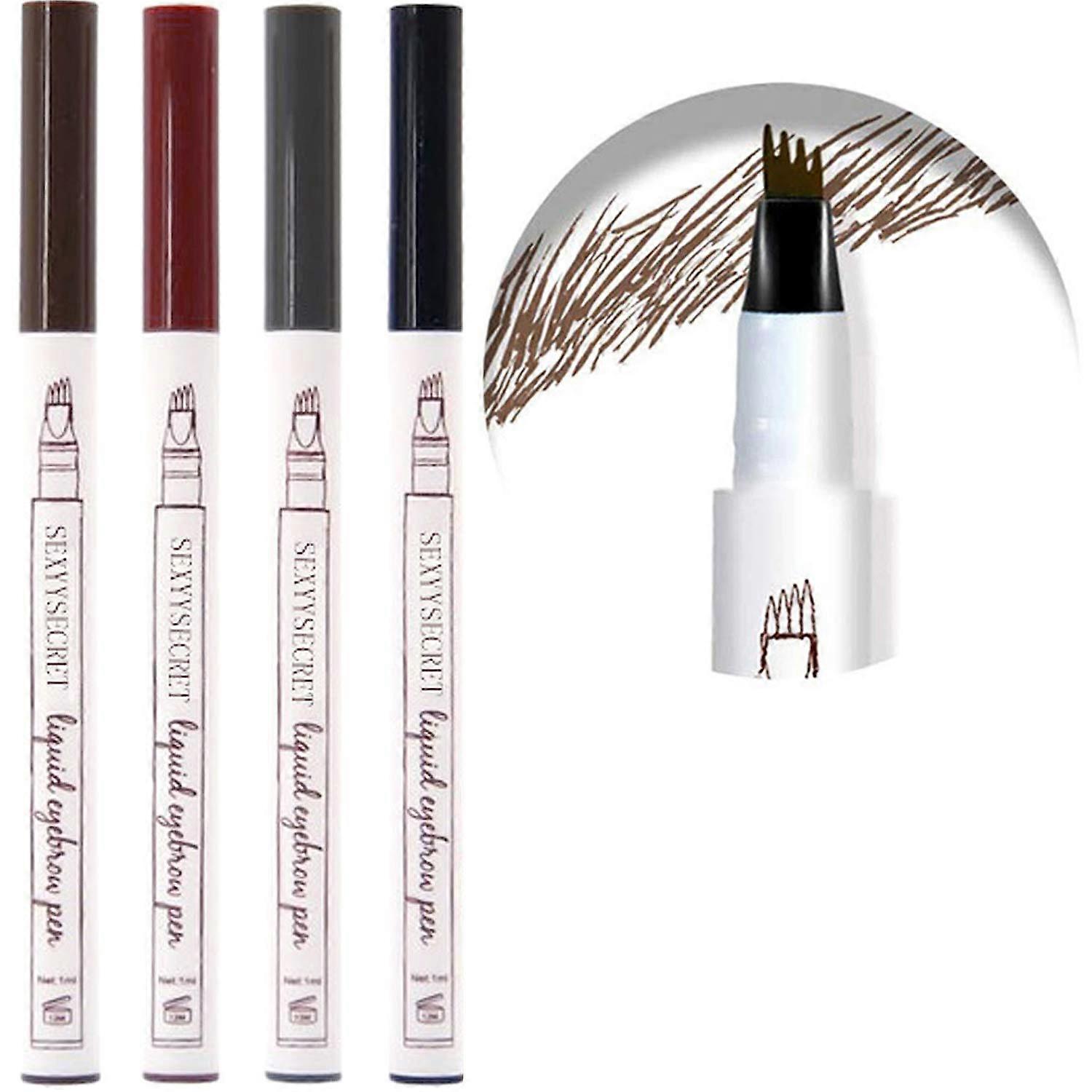 Waterproof Long Lasting Eyebrow Pencil with Four Prong Tip for Natural Brows Multi Shade Set