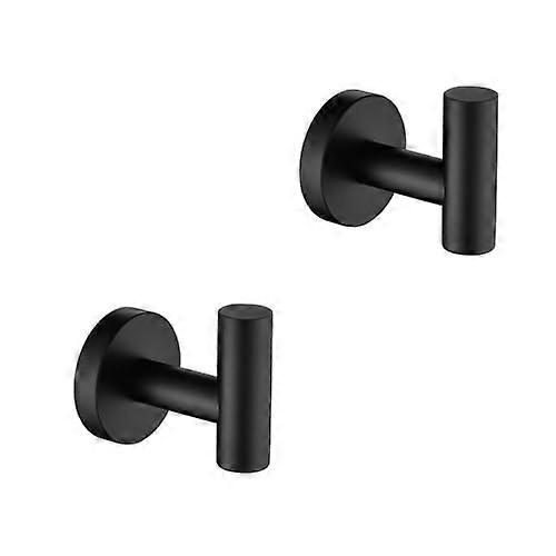 Matte Black Wall Hooks 2Pack, RustResistant Stainless Steel Bathroom Towel and Coat Hooks