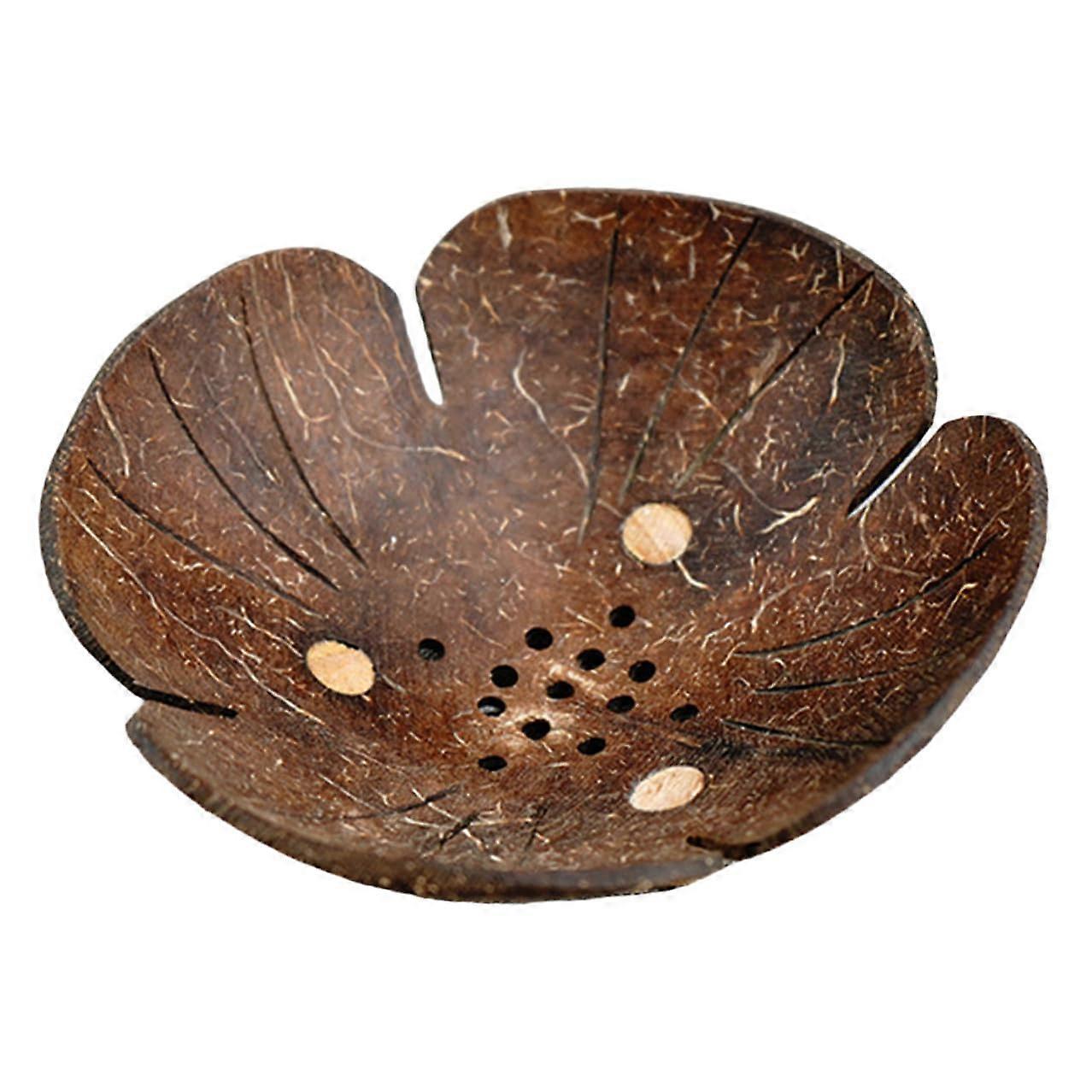 FlowerShaped Coconut Shell Soap Dish with Self Draining Design for Bathroom Shower and Kitchen