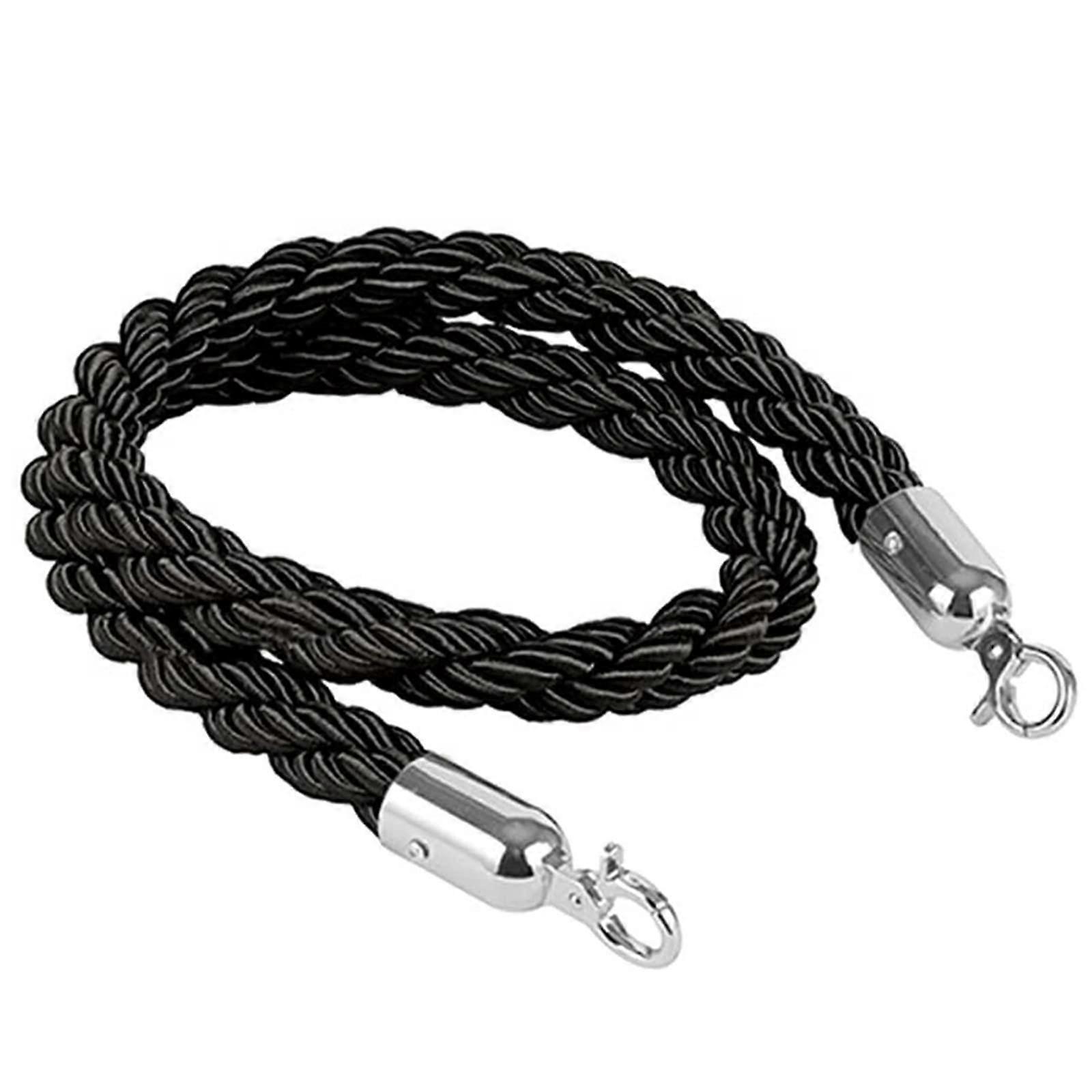 Silver Braided Stanchion Rope with Stainless Steel Hooks for VIP Crowd Control and Queue Divider