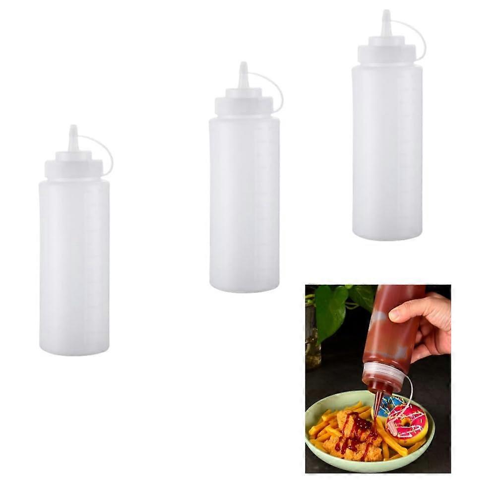 3 Pcs 32oz Squeeze Bottles with Lids, Leakproof WideMouth Plastic Condiment Bottles for Kitchen