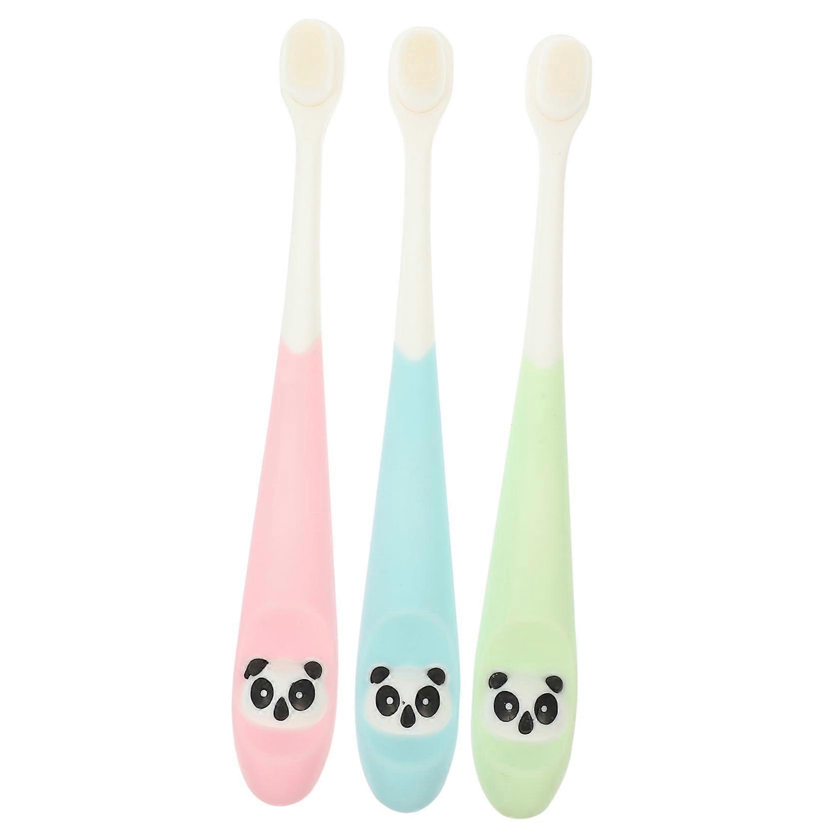 Kids Toothbrush with Extra Soft Bristles, Cartoon Handle, Compact Head, 3 Pack Random Colors