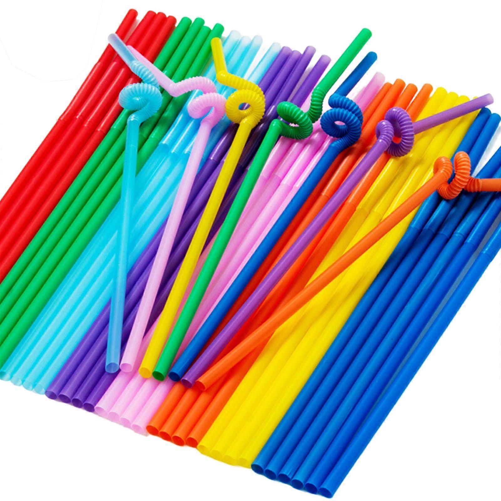 Disposable Drinking Straws 200 Pack Flexible Bendable Assorted Colors for Parties and Restaurants