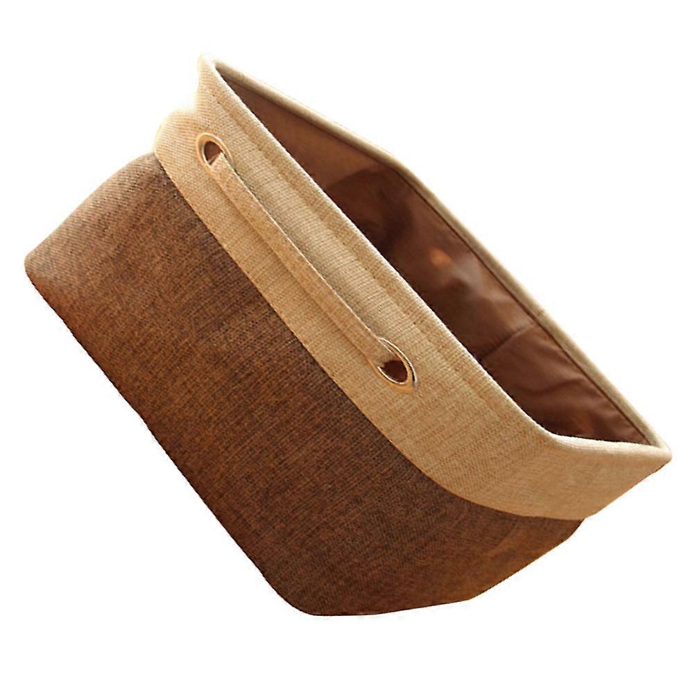 Clothes Storage Box Coffee Cotton Linen Foldable Storage Container with Handles