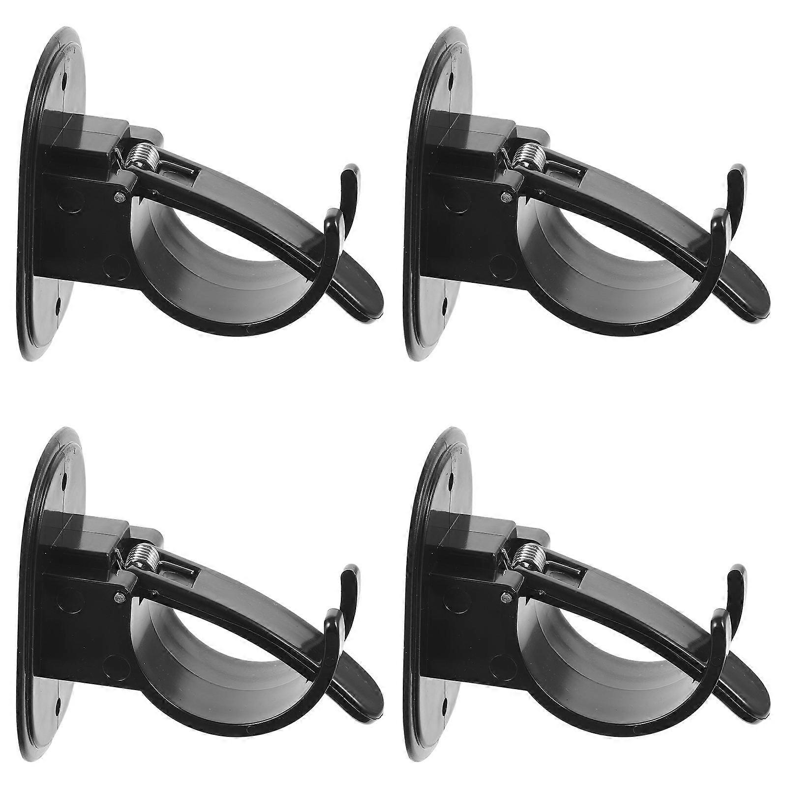 Curtain Rod Bracket PVC Black for Rod Support 4Pcs Hooks Kit