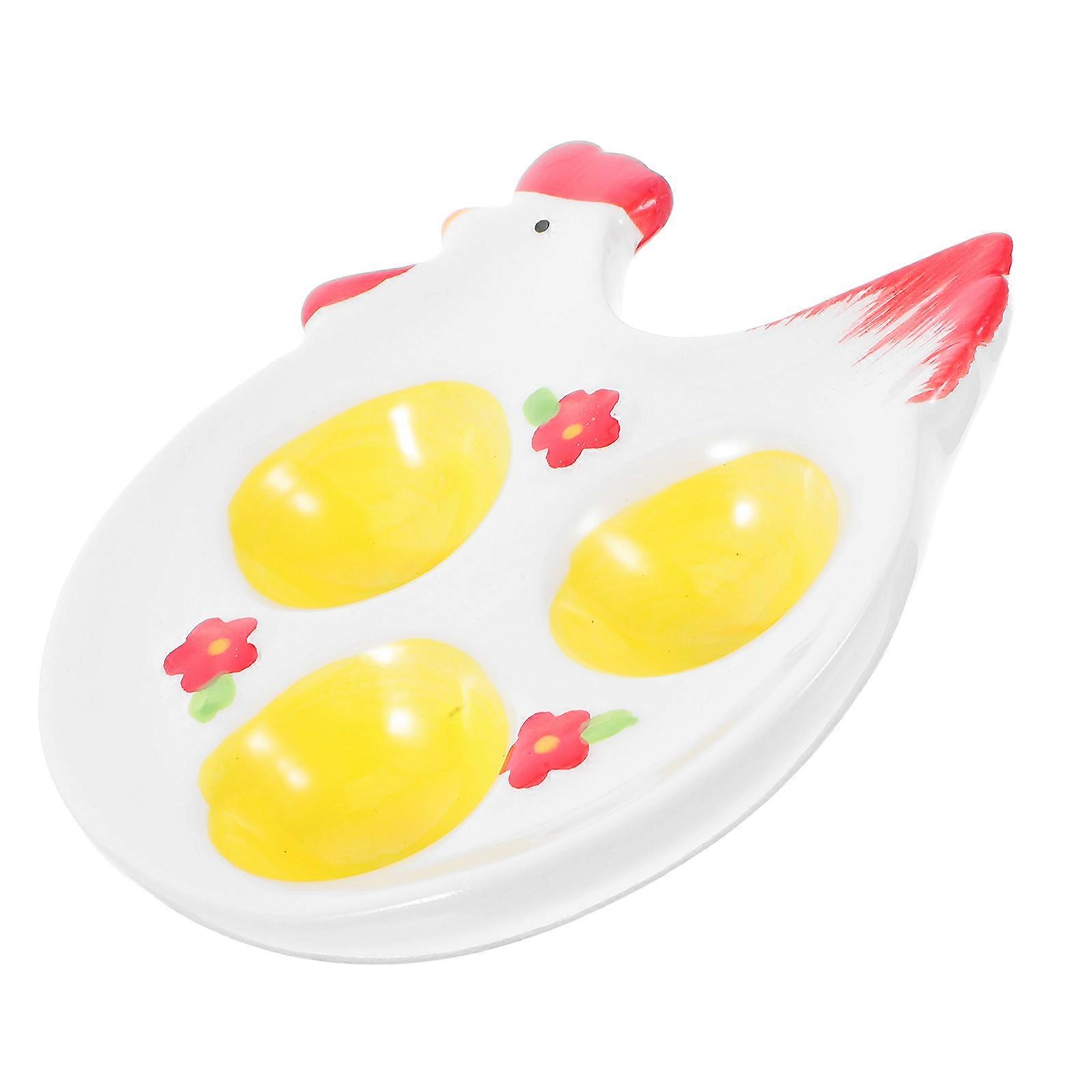 Ceramic Egg Holder for Countertop with 3Pcs Container Egg Storage Organizer