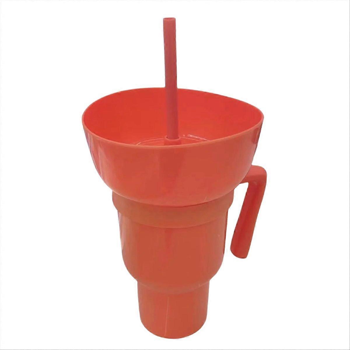 Popcorn snacks integrated beverage cup orange