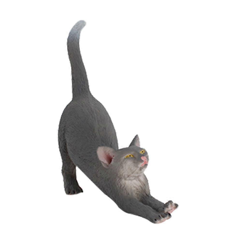 Lifelike Kitten Statue Dark Grey Plastic for Decoration Use