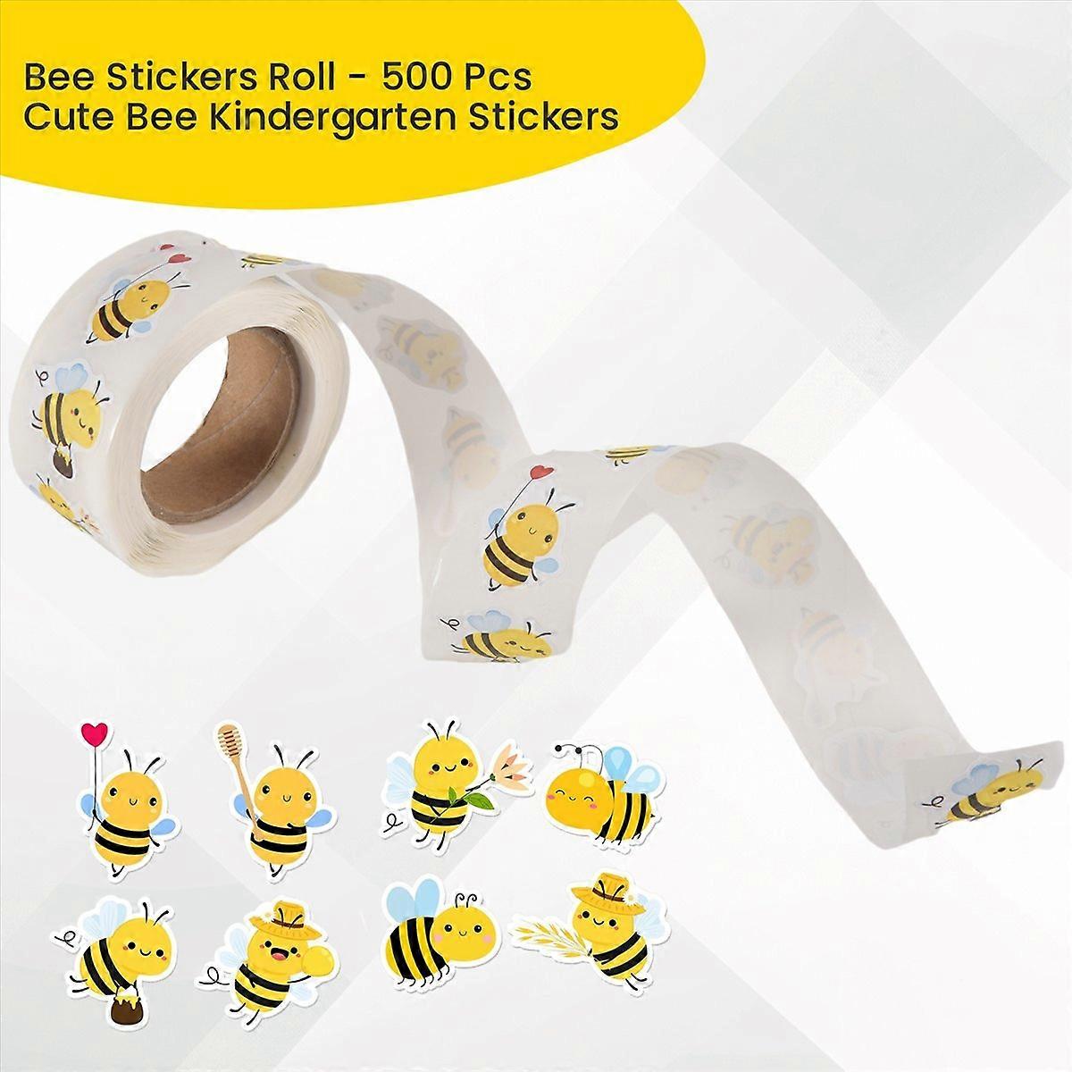 Bee Stickers Roll - 500 Pcs Cute Bee Kindergarten Stickers