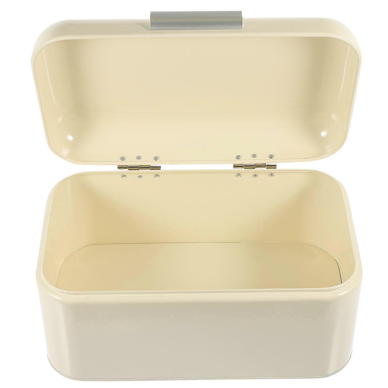 White Iron Bread Box Kitchen Bread Container for Home Countertop Storage