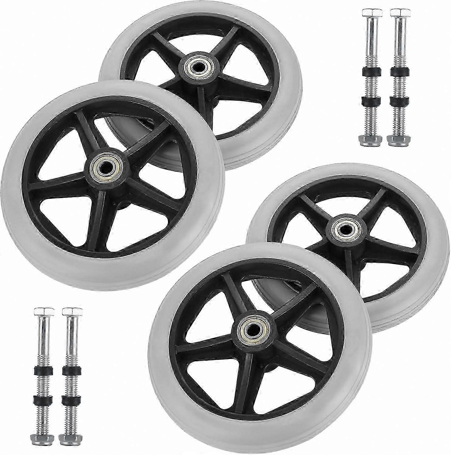 4-Pack Replacement Wheels for Walkers, 6" Non-Slip Solid Front Wheels for Wheelchairs