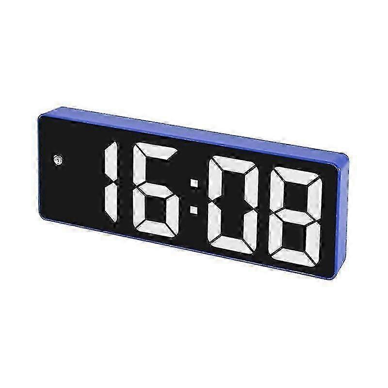 Digital , LED Clock compatible with Bedroom, Electronic Desktop Clock with Temperature Display, Small Clock Blu
