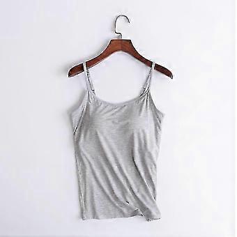 Women's Camisole Tops With Built In Bra Neck Vest Padded Slim Fit Tank Tops